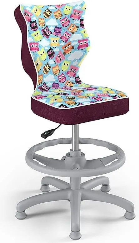 Krzesło dziecięce z wzorami i podnóżkiem Petit Grey rozmiar 4 (133-159 cm)