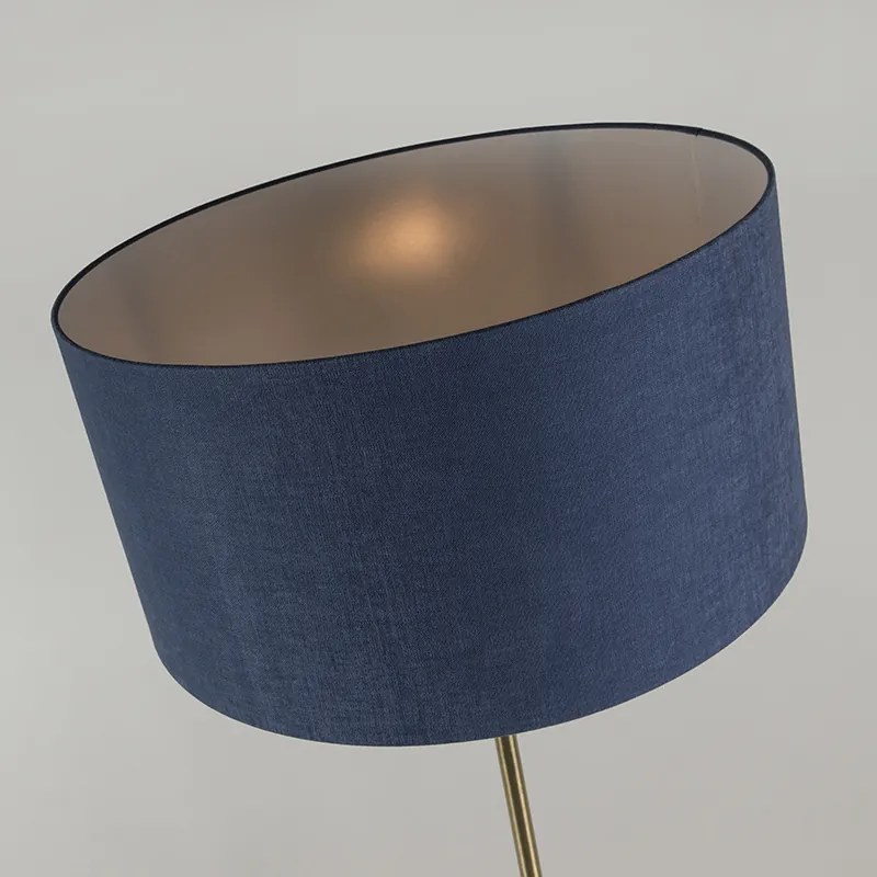 Lampa stojąca mosiężna z niebieskim abażurem 50 cm - Kaso Nowoczesny Oswietlenie wewnetrzne