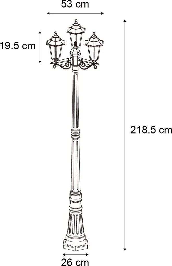 Klasyczny słupek zewnętrzny czarny 217 cm IP44 - New Haven Hammered