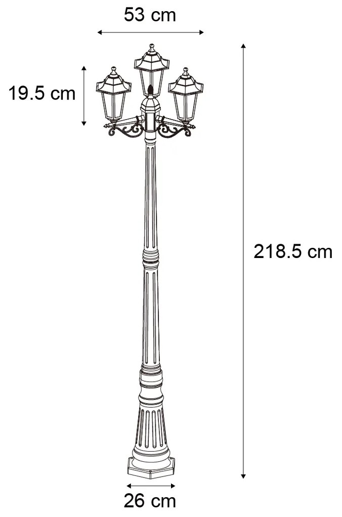 Zewnetrzna klasyczny słupek zewnętrzny czarny 217 cm IP44 - New Haven Hammered klasyczny/Antyczny Oswietlenie zewnetrzne