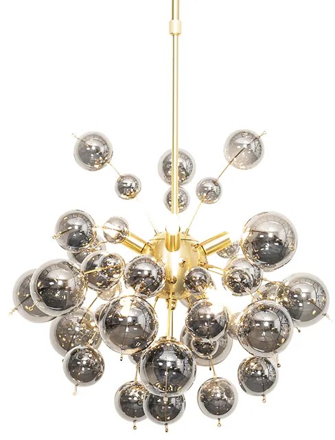 Designerska lampa wisząca mosiądz ze szkłem dymionym 8-świateł - Explode