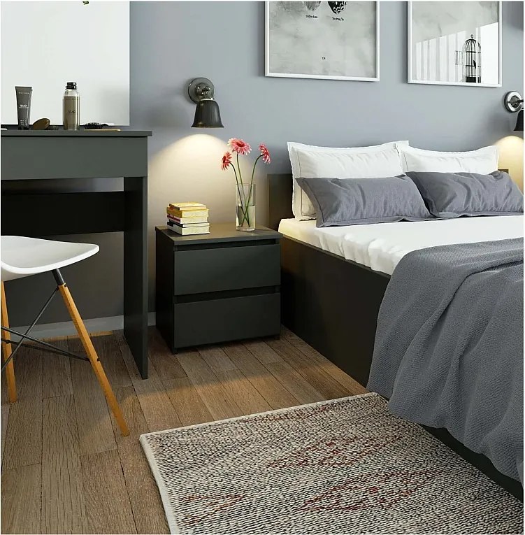 Szafka nocna AKORD CL2 Grafit Szary 40 cm 2 szuflady kolor Grafit Szary mat 40x35x40 cm
