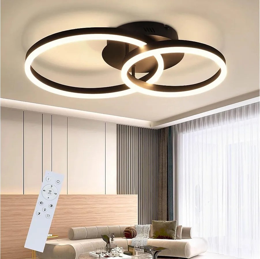 NETTLIFE Lampa sufitowa LED 76W z możliwością przyciemniania nowoczesny design lampa do salonu z pilotem do sypialni kuchnia brązowa