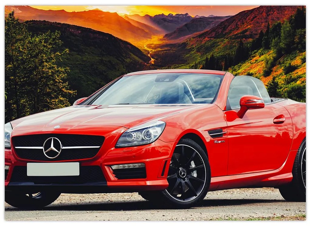 Obraz - czerwony Mercedes (70x50 cm)