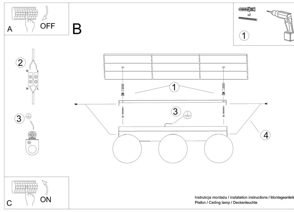 Biała lampa sufitowa ze szklanym kloszem ø 12 cm Umerta – Sollux