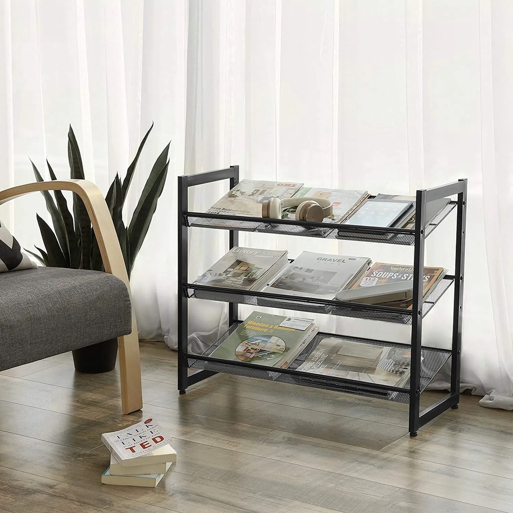 SongmicsHome Półka na buty IDA, 3 półki, 74x31x63cm, czarna