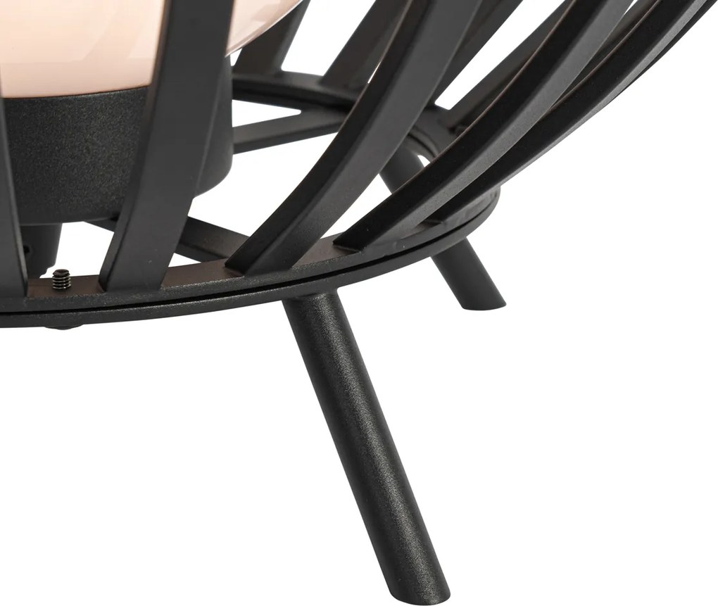 Designerska lampa podłogowa czarna z opalowym kloszem 70 cm - Angela