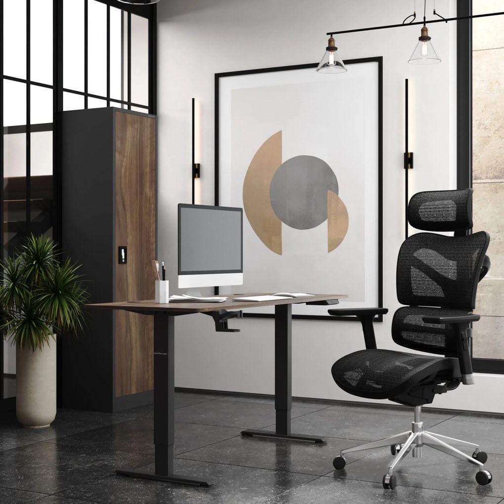 Szafa biurowa metalowa na akta antracytowa/orzech, 450x1850x400 mm: ALEX Eco Design
