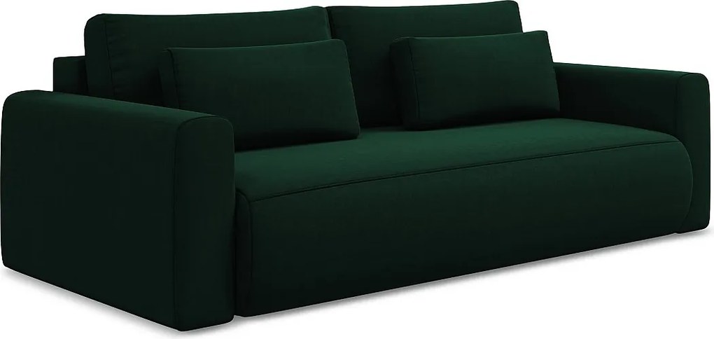 Kanapa 3-osobowa z funkcją spania - z tkaniny welwetowej - butelkowa zieleń - KAPUA