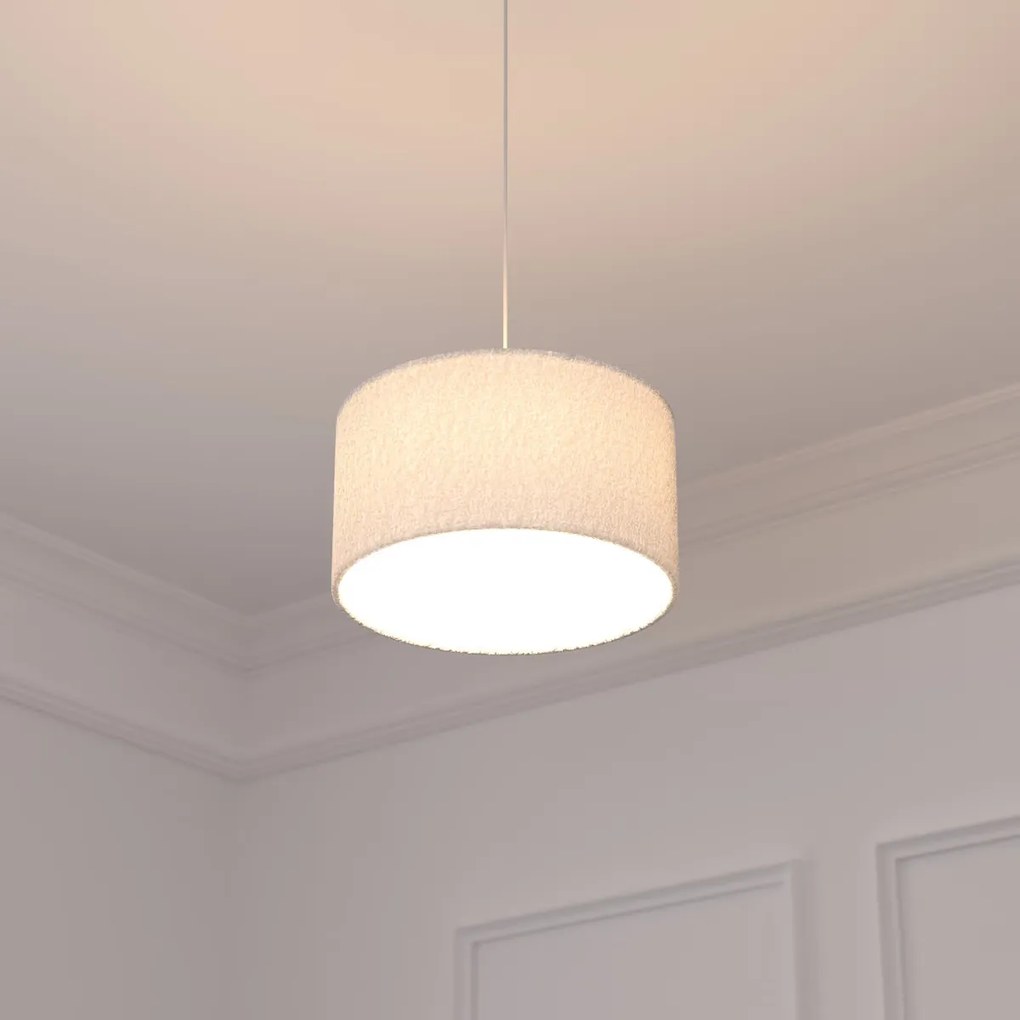 Lampa wisząca TINA, abażur bouclé, Ø 37 cm