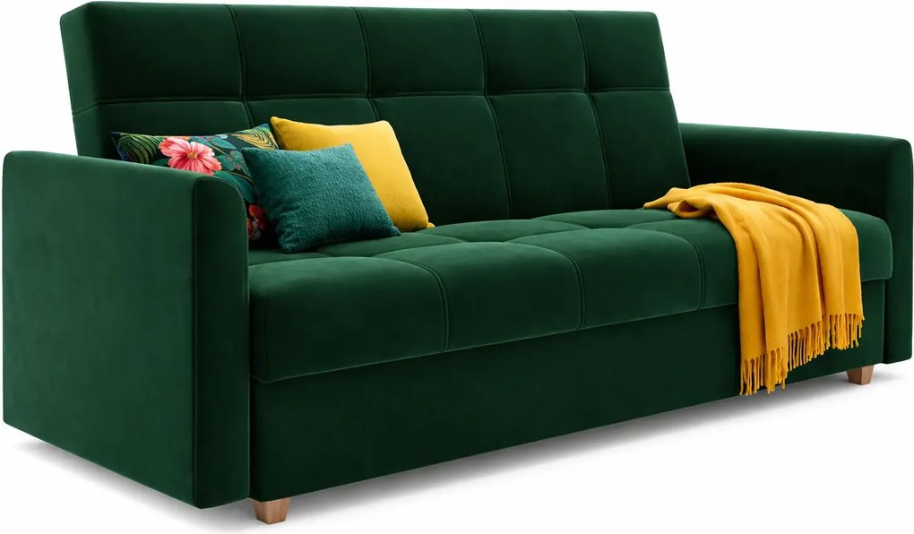 Zielona rozkładana wersalka tapicerowana H2-N72