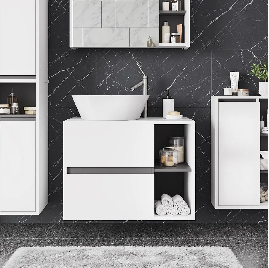 Szafka pod umywalkę biały/szary 80x46x60 viola