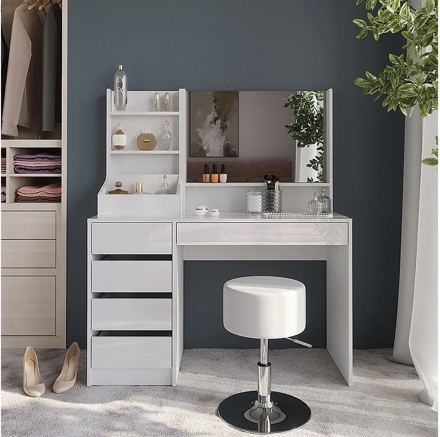 Stół toaletowy biały/biały wysoki połysk 119.8x50.1x76 sherry