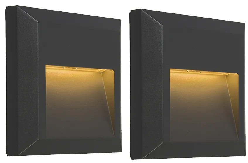 Zestaw 2 Nowoczesnych lamp ściennych ciemnoszarych w tym LED - Gem 2 Nowoczesny Oswietlenie wewnetrzne