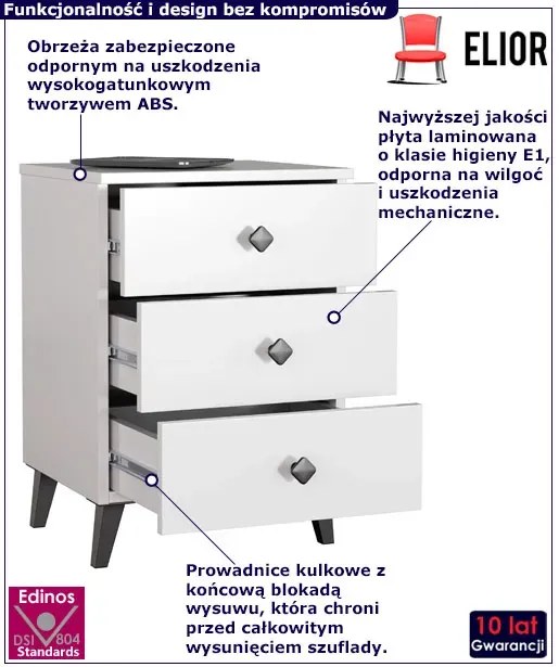 Biała nowoczesna komoda z szufladami - Lorapis 6X
