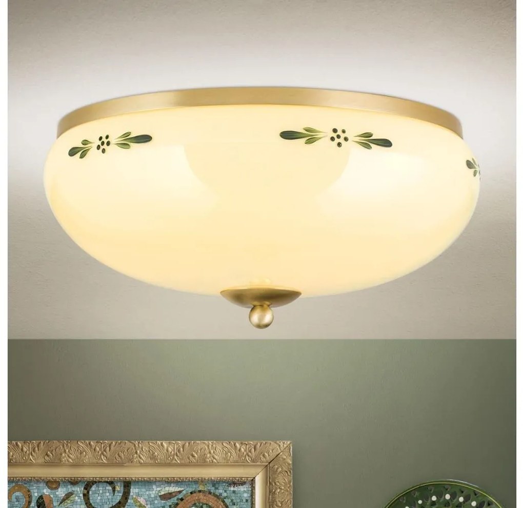 Orion DL 7-674 - Plafon LANDHAUS 3xE27/60W/230V śr. 35 cm mosiądz/beżowy