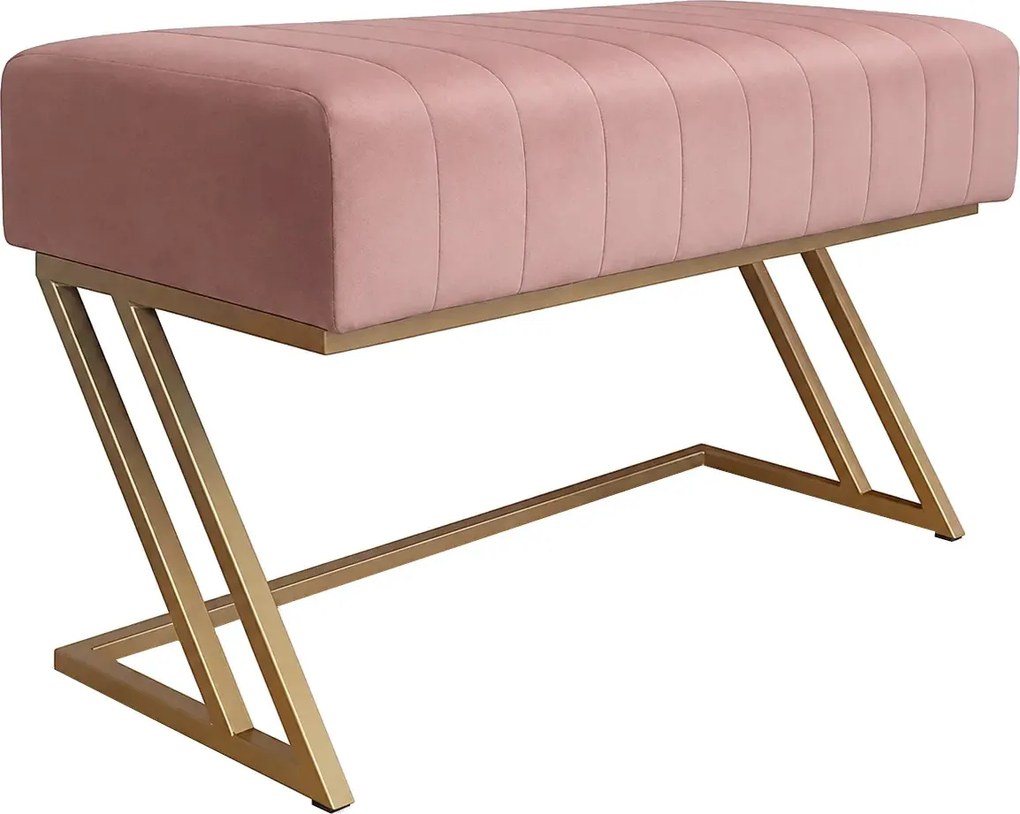 Ławka ZETA tkanina Welur loft ławka metal : Kolor Stelaża - Złoty, Kolor tkaniny - VELVET - MG58, Typ tkaniny - Velvet