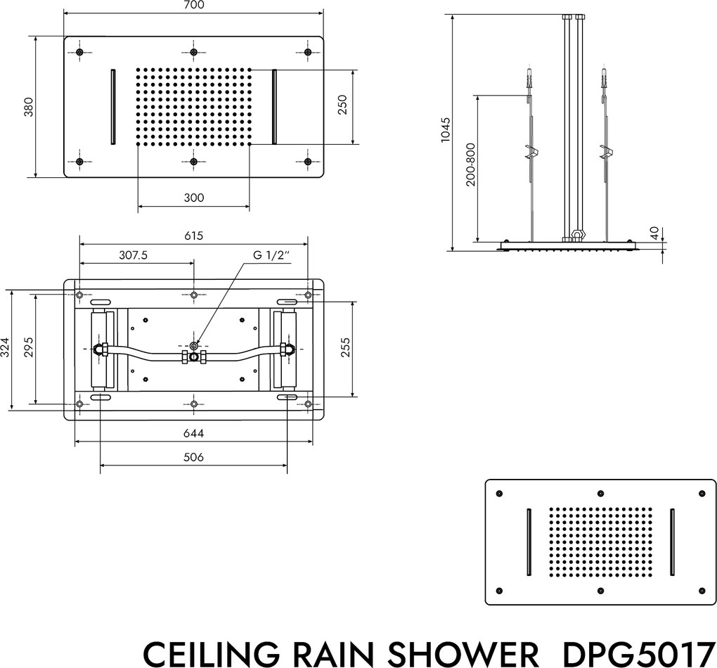 Deszczownica sufitowa XXL ze stali nierdzewnej DPG5017