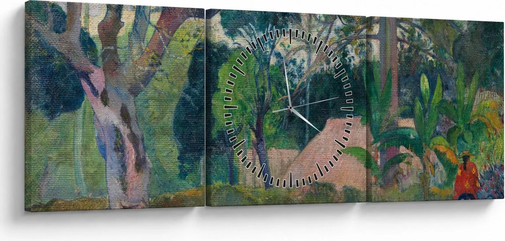 Obraz - Paul Gauguin, Te raau rahi (The Big Tree), reprodukcje (z zegarem) (90x30 cm)