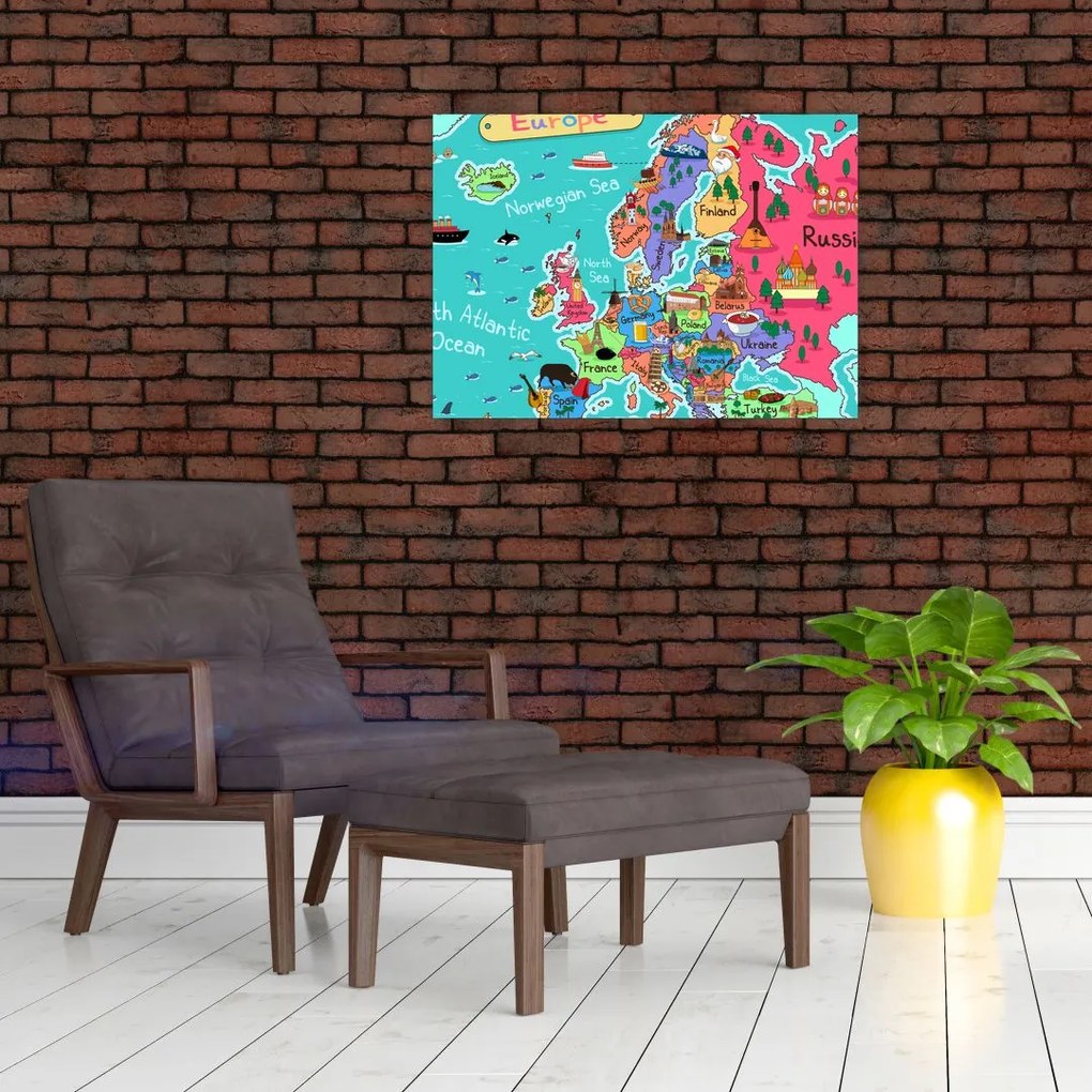 Obraz - Dziecięca mapa Europy (70x50 cm)