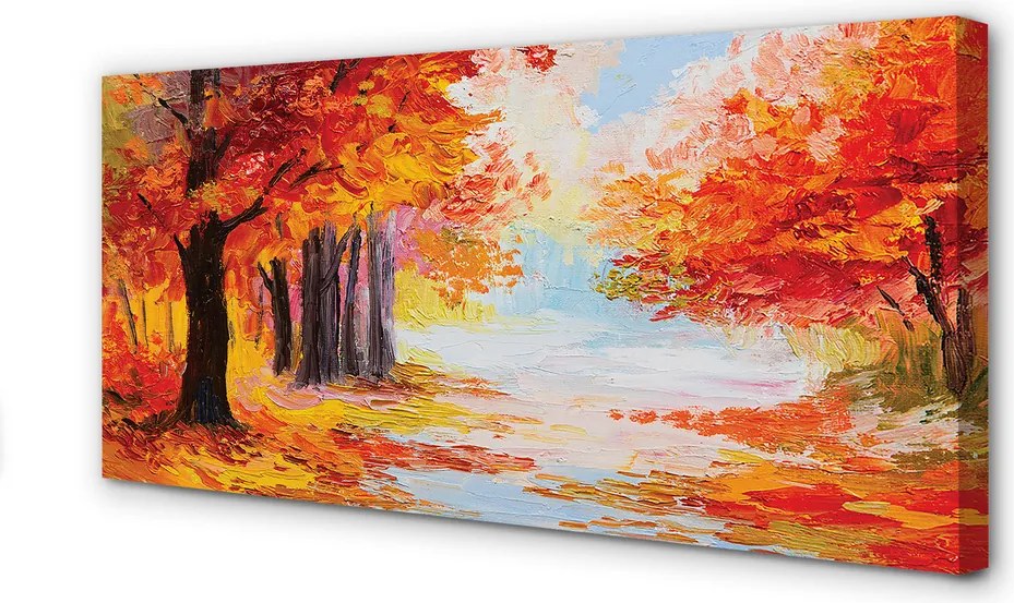 Obraz drukowany na płótnie Jesienne Liście na Drzewach