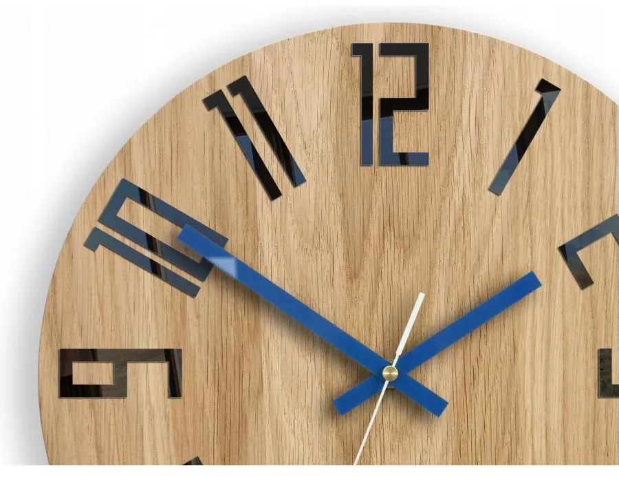 Zegar na ścianę nowoczesny drewniany z dużymi cyframi okrągły cichy loft