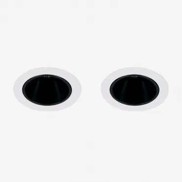 Pack 2 Wbudowanych Downlightów Led Z Okrągłymi Ramkami Ø5 Cm Z Aluminium Luisiana Biała Ciepła 2700 K & Biały - Czarny & 3 W & 19º - Sklum
