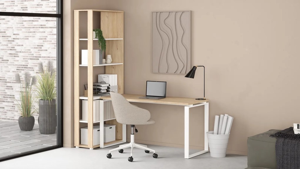 Regał biurowy otwarty 4 półki Sign 80 jackson hickory/biały mat