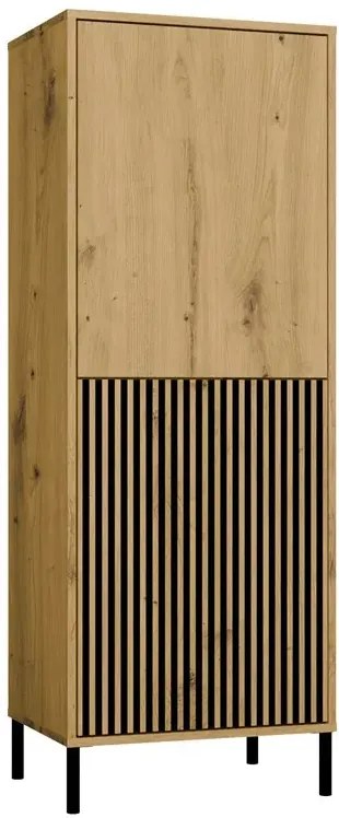 Wąska komoda z lamelami na nóżkach dąb artisan - Valdi 5X