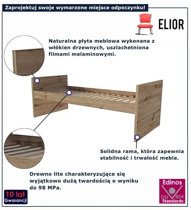 Klasyczne modułowe łóżko bazowe dąb artisan K5-L68