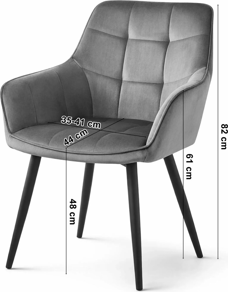 Ciemnoszare krzesło welurowe tapicerowane D6-L17