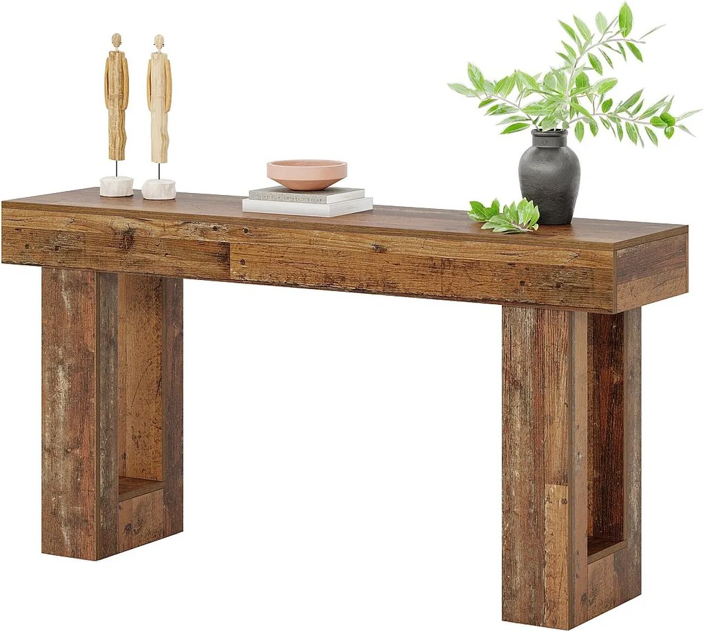 Stolik konsolowy, stół do przedpokoju w stylu rustykalnym, 160 cm, prostokątna konsola akcentowa do przedpokoju, na korytarz