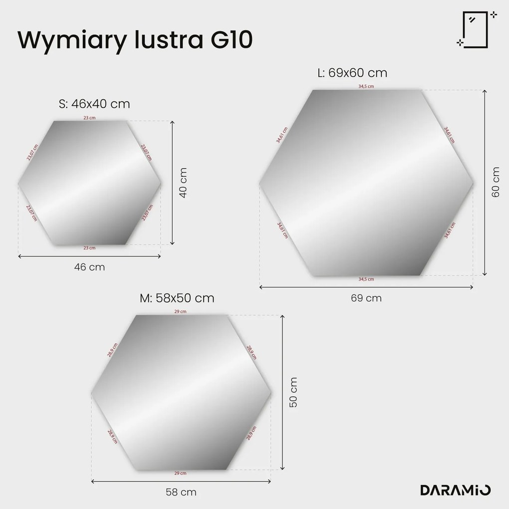 Sześciokątne lustro łazienkowe LED G10