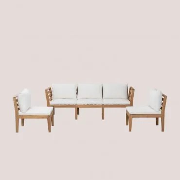 5-częściowa Modułowa Sofa Ogrodowa Z Podłokietnikami Z Drewna Akacjowego Filips Gardenia Biel - Sklum