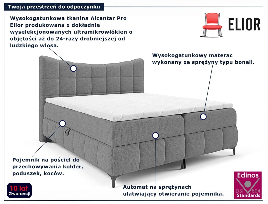 Ciemnoszare łóżko tapicerowane z zagłówkiem 5 rozmiarów - Verrado