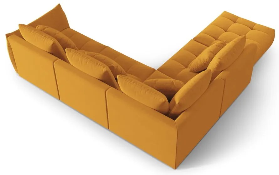 Żółty aksamitny narożnik (lewostronny/w kształcie litery L) Bloom – Micadoni