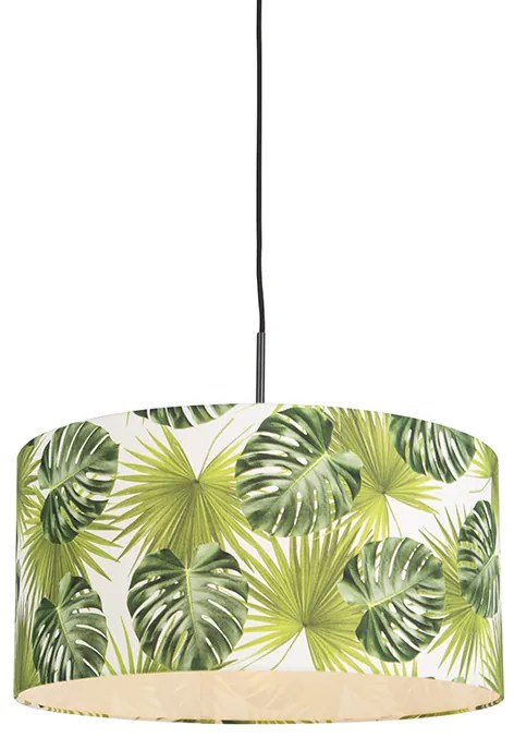 Botaniczna lampa wisząca czarna z abażurem w kształcie liścia 50cm - Combi 1 Nowoczesny Oswietlenie wewnetrzne