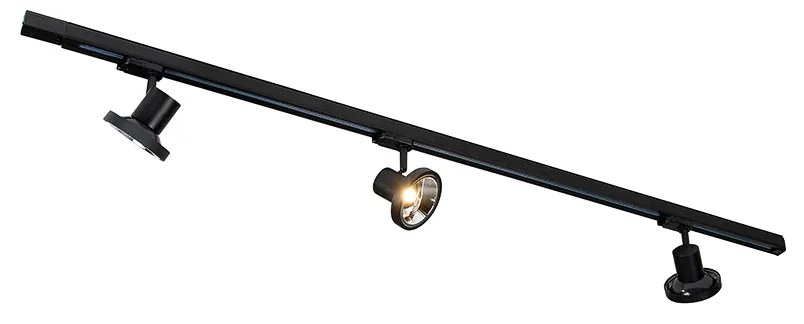 System szynowy z 3 reflektorami czarnymi w prawo w tym LED 3-fazowy - Iconic Jeany