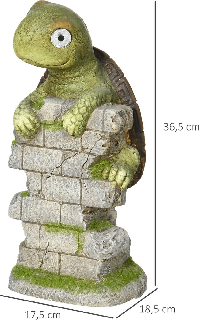 Outsunny Figurka Ogrodowa Żółw z LED Solarnym Oświetleniem Statua do Ogrodu na Trawnik | Aosom PL
