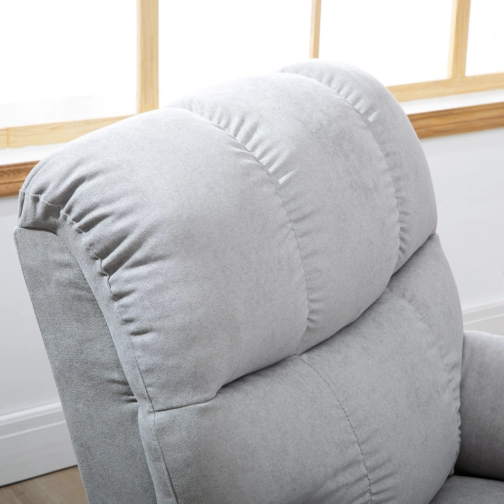 HOMCOM Fotel do masażu z funkcją wstawania i ogrzewania regulowany kąt nachylenia z pilotem szary pluszowy | Aosom PL