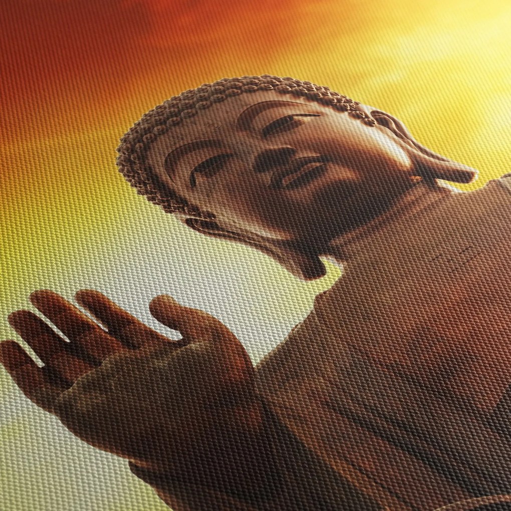 Obraz - Budda z czerwonym i żółtym tłem (70x50 cm)