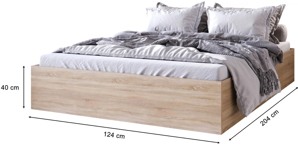 Skandynawskie łóżko z podnoszonym stelażem dąb sonoma 120x200 H0-Z71