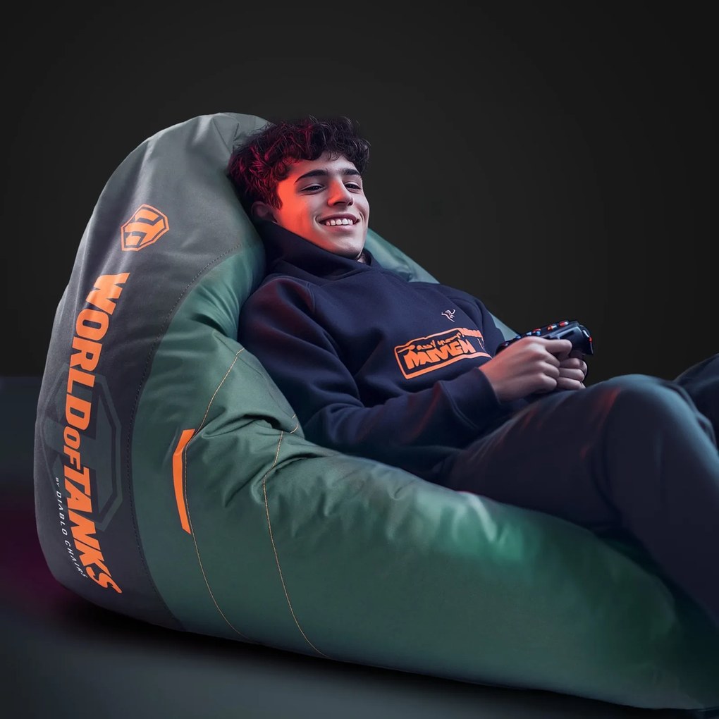 Duża pufa gamingowa do grania na konsoli Diablo World of Tanks