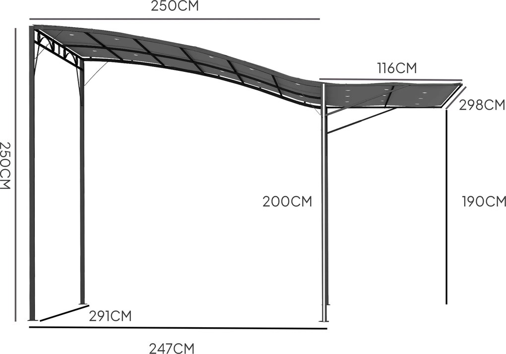 Outsunny Pawilon z rozkładaną częścią dachu, odporny na warunki atmosferyczne, 3 x 2,5 m, ciemnoszary | Aosom PL