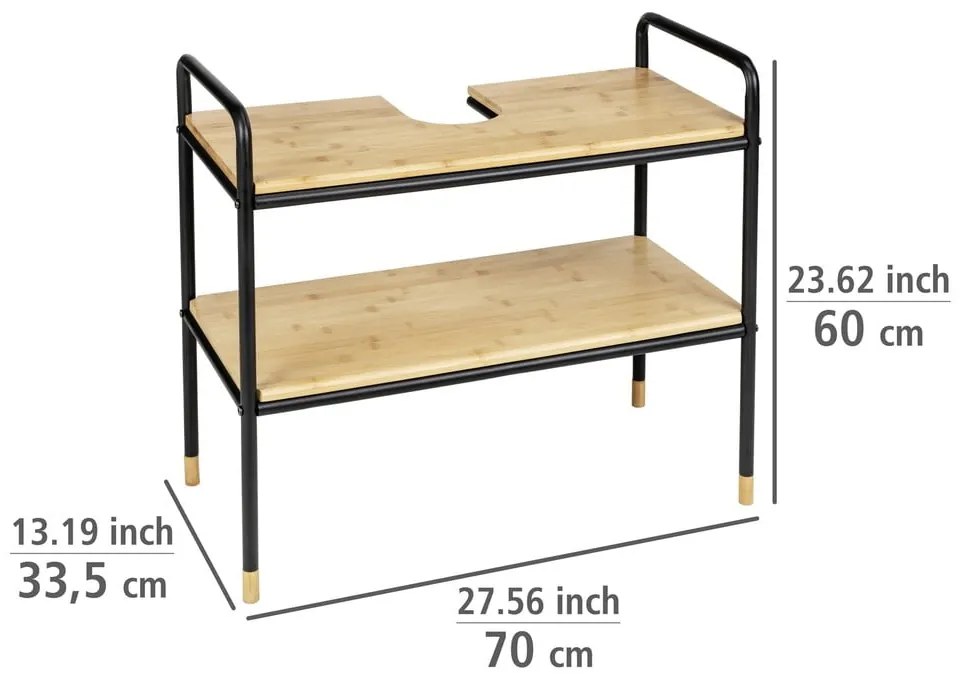 Czarno-naturalna bambusowa szafka pod umywalkę 70x60 cm Loft – Wenko