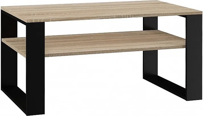 Ława Modern 1P | Stolik Kawowy Dąb Sonoma Czarny | 90x58x50 cm | Nowoczesny Design