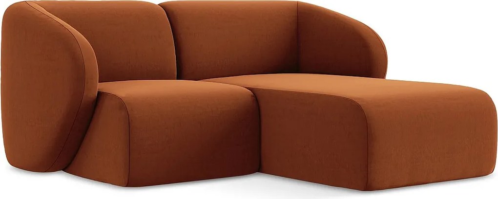 Narożnik prawostronny - z tkaniny welwetowej - terakota - LANI