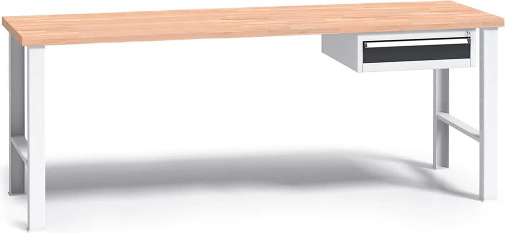 Profesjonalny stół warsztatowy G3 z drewnianym blatem roboczym, 2000 mm, 1x 1 szufladowy kontener, grafitowy