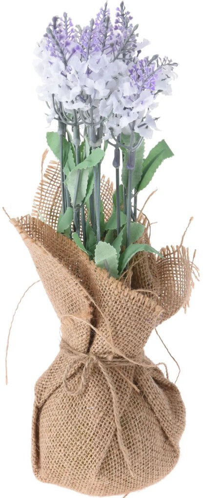 Sztuczne kwiaty w doniczce jutowej, 26 cm