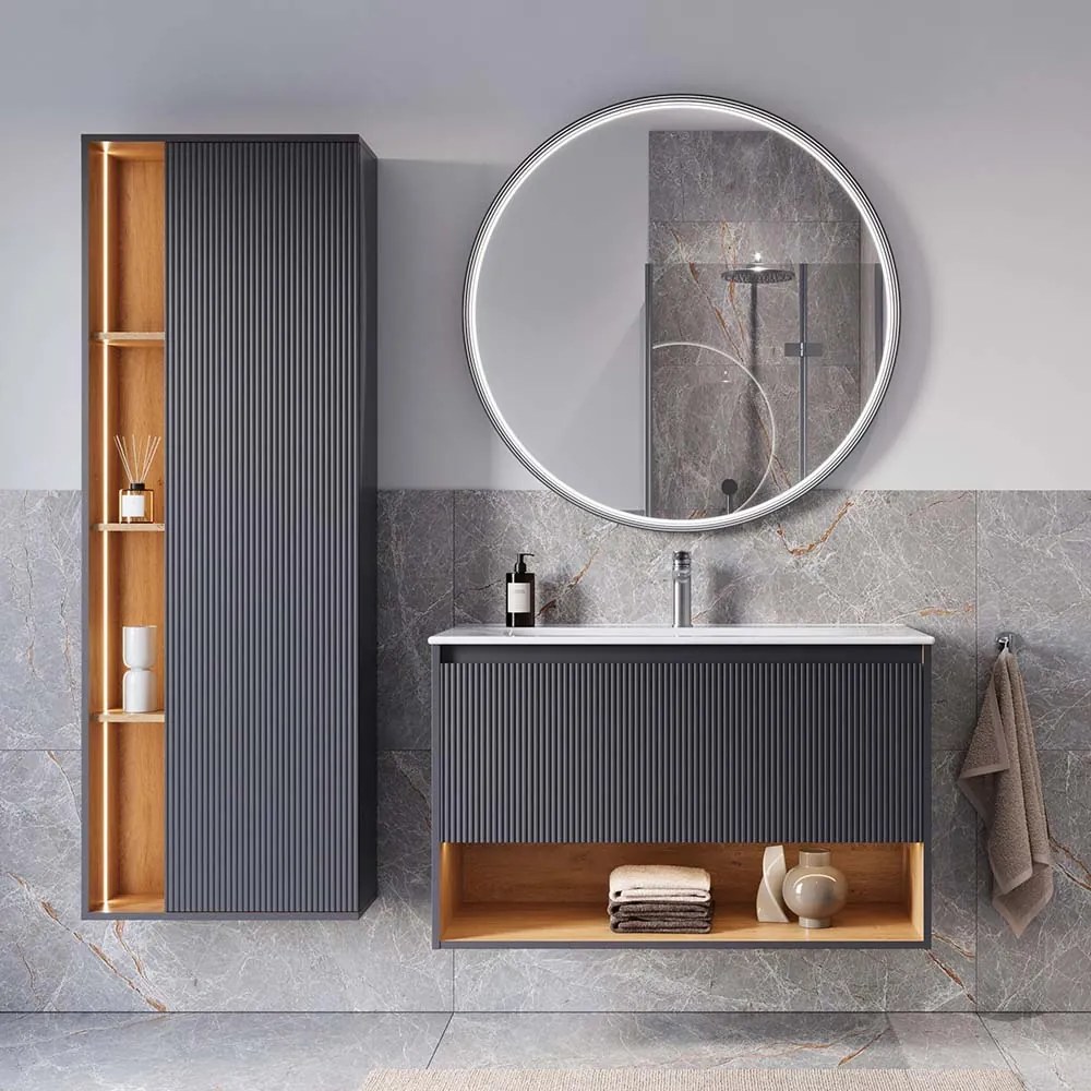 Badmöbel-Set BELDIVO 100 cm mit Waschbecken